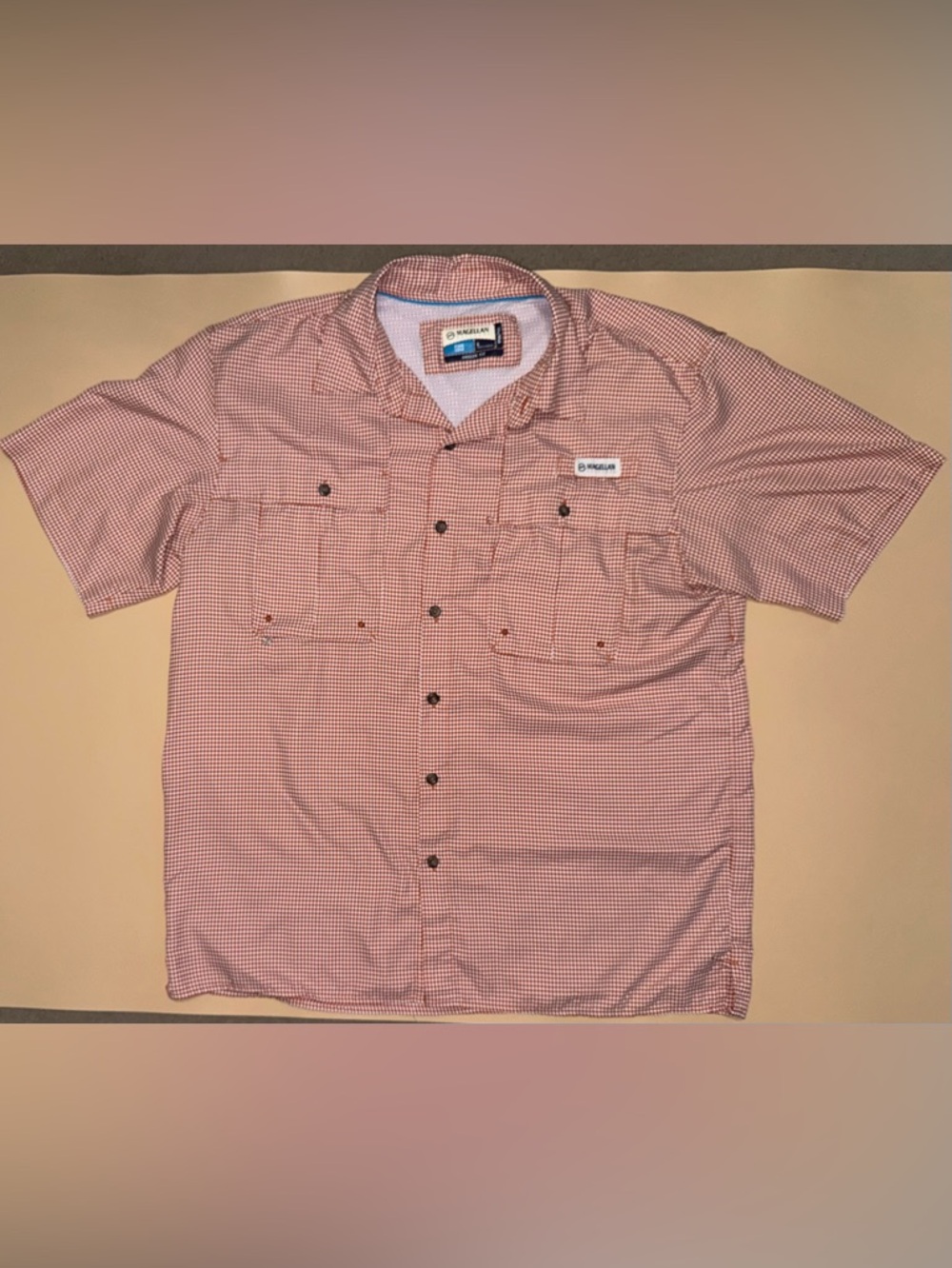 Magellan Fishing Shirt Mens Large Orange Fishing Button Up Angler Fit